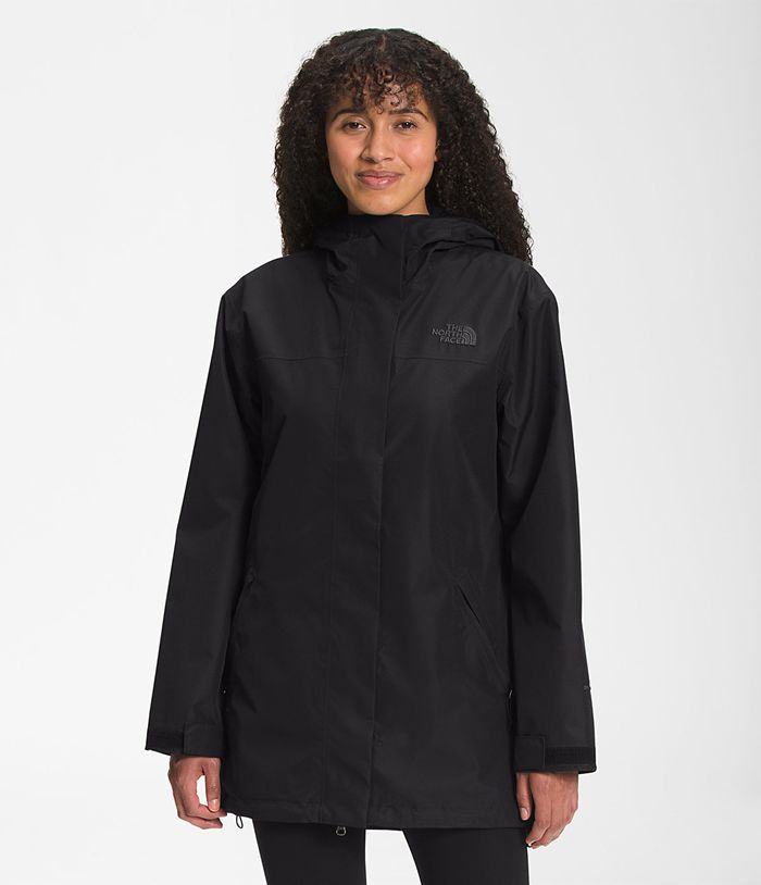 Casaca Impermeable The North Face Mujer Voyage Midi Negras - Peru 74083SXLO